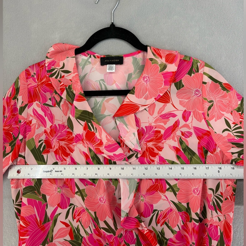 Ava & Aiden Floral Wrap Ruffle Collar Blouse
Pink Medium Vibrant - Picture 11 of 12